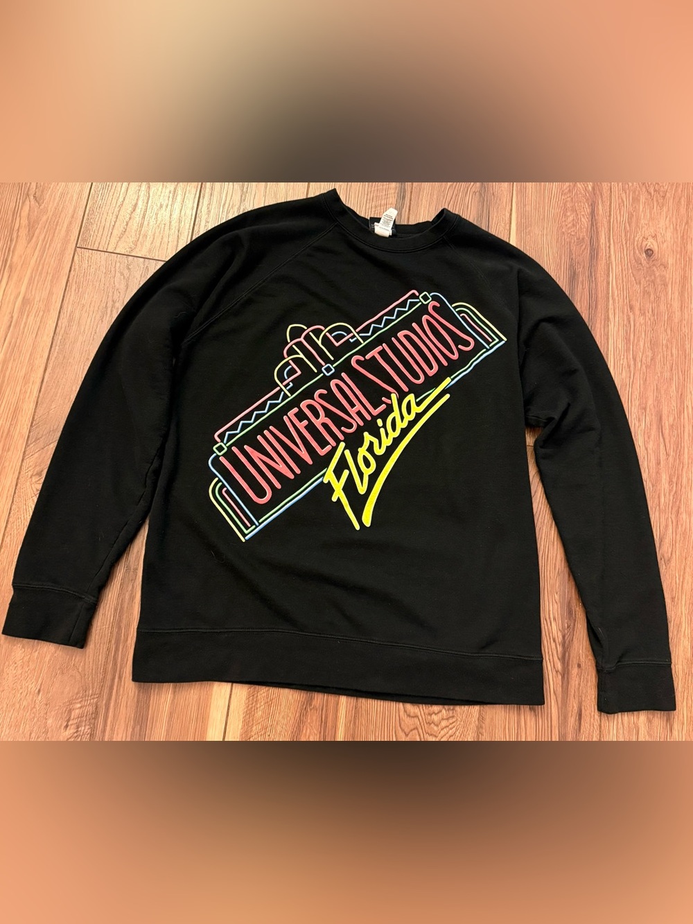 Universal Studios Florida Neon Logo Women's Black Long Sleeve Sweatshirt